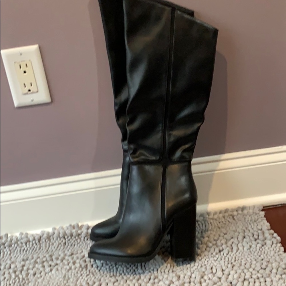 Black leather boots